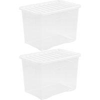 Wham Crystal Clear Storage Box with Lid 80L - Set of 2