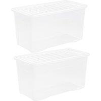 Wham Crystal Clear Storage Box with Lid 110L - Set of 2, Clear