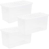Wham Crystal Clear Storage Box with Lid 110L - Set of 3