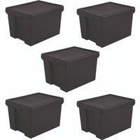 Wham Bam Black Heavy Duty Recycled Box with Lid 45L - Set of 5, Black