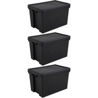 Wham Bam Black Heavy Duty Recycled Box with Lid 62L- Set of 3