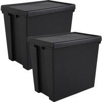Wham Bam Black Heavy Duty Recycled Box with Lid 92L- Set of 2, Black