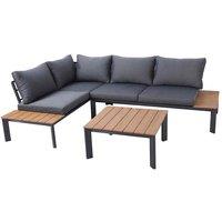 Charles Bentley Polywood & Steel Lounge Set With Recliner, Black