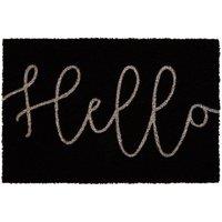 Premier Housewares Black Coir Doormat - Hello, Black