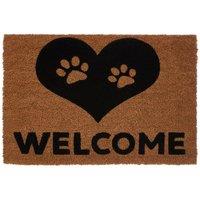 Premier Housewares Paw Heart Doormat - Natural, Brown