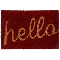 Premier Housewares Red Coir Doormat - Hello, Red