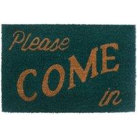 Premier Housewares Green Coir Doormat - Please Come In, Green