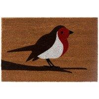Premier Housewares Natrual Coir Doormat - Robin, Brown