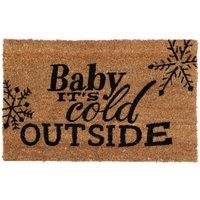 Premier Housewares Natrual Coir Doormat - Cold Outside, Brown