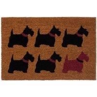 Premier Housewares Natrual Coir Doormat - Scottie Dog, Brown