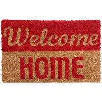 Premier Housewares Natrual and Red Coir Doormat - Welcome Home, Brown