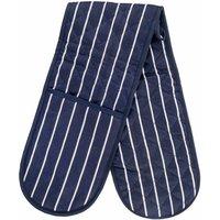 Le Chateau Woven Butcher's Stripe Double Glove - Navy, Blue