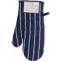 Le Chateau Woven Butcher's Stripe Oven Mitt - Navy, Blue