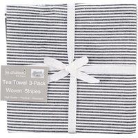 Le Chateau Woven Stripes Tea Towel 3-Pack - Black, Black