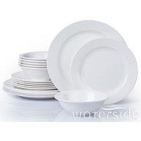 The Waterside 18 Piece Round Melamine Dinner Set White, White