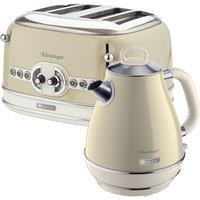 Ariete ARPK19 Vintage 4-Slice Toaster and 1.7L Fast Boil Jug Kettle - Cream, Cream