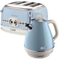 Ariete ARPK21 Vintage 4-Slice Toaster and 1.7L Jug Kettle - Blue, Blue