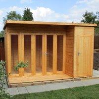 Shire Aster Summerhouse with Attached Storage Shed, Brown
