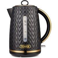 Tower T10052BLK 3000W 1.7L Textured Kettle - Black/Bronze, Black