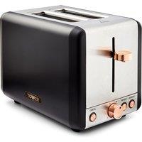 Tower T20036RG 2 Slice 850W Stainless Steel Toaster - Black/Rose Gold, Black