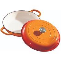 Robert Dyas Cast Iron Enamelled Shallow Casserole Dish - 30cm, Orange