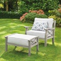 Greenhurst Hardwood Sorrento Armchair with Footrest and Cushions - Grey, Grey