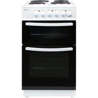 Haden HEST50W 50cm Freestanding Twin Cavity Electric Cooker with Solid Plate Hob - White, White