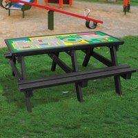 NBB Recycled Furniture NBB Map Activity Top Recycled Plastic Table with Benches - Black, Black