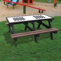 NBB Recycled Furniture NBB Double Chess Activity Top Recycled Plastic Table with Benches - Brown, Brown