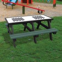 NBB Recycled Furniture NBB Double Chess Activity Top Recycled Plastic Table with Benches - Green, Green