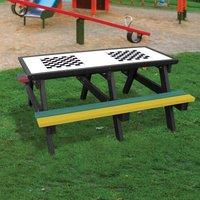 NBB Recycled Furniture NBB Double Chess Activity Top Recycled Plastic Table with Benches - Multi-Coloured, Multi