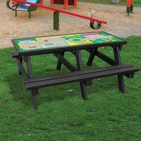 NBB Recycled Furniture NBB Green Cross Code Activity Top Recycled Plastic Table with Benches - Black, Black