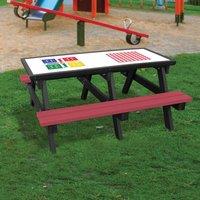 NBB Recycled Furniture NBB Ludo/4-In-A-Row Activity Top Recycled Plastic Table with Benches - Cranberry Red, Red