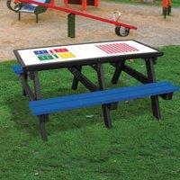 NBB Recycled Furniture NBB Ludo/4-In-A-Row Activity Top Recycled Plastic Table with Benches - Blue, Blue