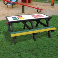 NBB Recycled Furniture NBB Ludo/4-In-A-Row Activity Top Recycled Plastic Table with Benches - Multi-Coloured, Multi