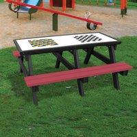 NBB Recycled Furniture NBB Snakes & Ladders/Draughts Activity Top Recycled Plastic Table with Benches - Cranberry Red, Red