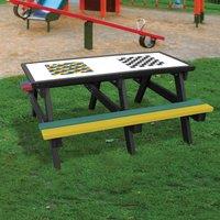 NBB Recycled Furniture NBB Snakes & Ladders/Draughts Activity Top Recycled Plastic Table with Benches - Multi-Coloured, Multi
