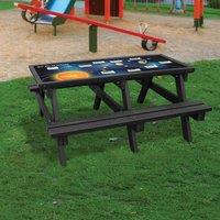 NBB Recycled Furniture NBB Solar System Activity Top Recycled Plastic Table with Benches - Black, Black