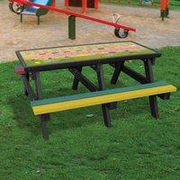 NBB Recycled Furniture NBB ABC Activity Top Recycled Plastic Table with Benches - Multi-Coloured, Multi