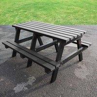 NBB Recycled Furniture NBB Junior Small 120cm Recycled Plastic Picnic Table - Black, Black