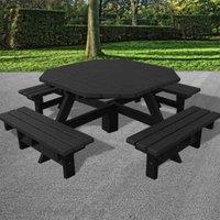 NBB Recycled Furniture NBB Junior 200cm Octagonal Recycled Plastic Picnic Table - Black, Black