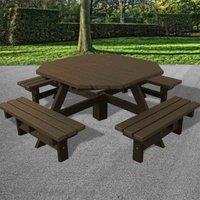 NBB Recycled Furniture NBB Junior 200cm Octagonal Recycled Plastic Picnic Table - Brown, Brown