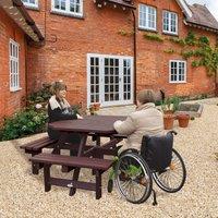 NBB Recycled Furniture NBB Recycled Plastic Octagonal Picnic Table with one Wheelchair Space - Brown, Brown