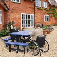 NBB Recycled Furniture NBB Recycled Plastic Octagonal Picnic Table with one Wheelchair Space - Blue, Blue
