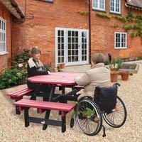 NBB Recycled Furniture NBB Recycled Plastic Octagonal Picnic Table with one Wheelchair Space - Cranberry Red, Red