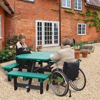 NBB Recycled Furniture NBB Recycled Plastic Octagonal Picnic Table with one Wheelchair Space - Green, Green