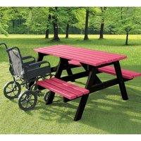 NBB Recycled Furniture NBB A-Frame Wheelchair Access Recycled Plastic Picnic Table - Cranberry Red, Red