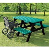 NBB Recycled Furniture NBB A-Frame Wheelchair Access Recycled Plastic Picnic Table - Green, Green