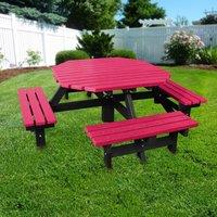 NBB Recycled Furniture NBB Recycled Plastic Octagonal 200cm Picnic Table - Cranberry Red, Red