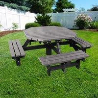 NBB Recycled Furniture NBB Recycled Plastic Octagonal 200cm Picnic Table - Grey, Grey